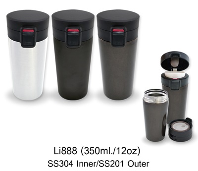 แก้วน้ำสแตนเลส ร้อน - เย็น แก้วมัค แก้วสแตนเลสพรีเมี่ยม ขนาด 350 ml รหัส Li888