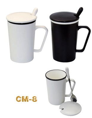 แก้วเซรามิค แก้วกาแฟเซรามิค มีฝาปิด พร้อมช้อน